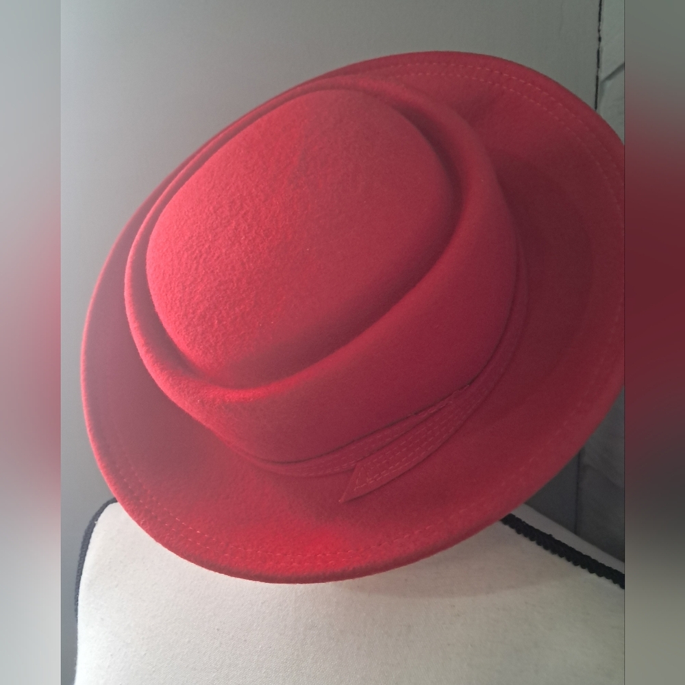 NWOT Pork Pie Wool Red Women's Hat - Picture 3 of 6